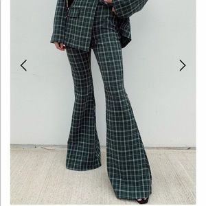 Seven Wonders The Label Green Plaid Flair Trousers